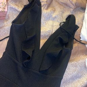 Super cute black bell bottom jumpsuit short sleeve